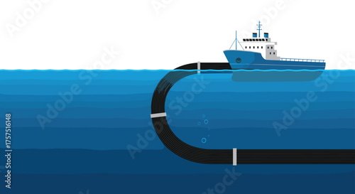 Offshore pipeline installation operation with a specialized vessel laying subsea cables