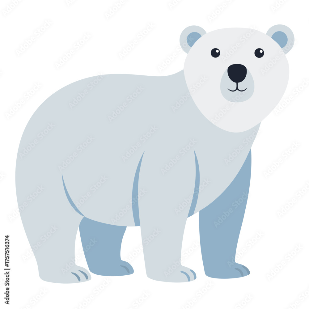 Fototapeta premium Polar bear cartoon object on a white background vector illustration