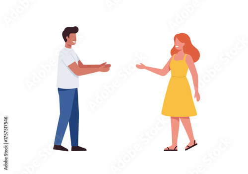 Man and Woman Reaching Out to Each Other.