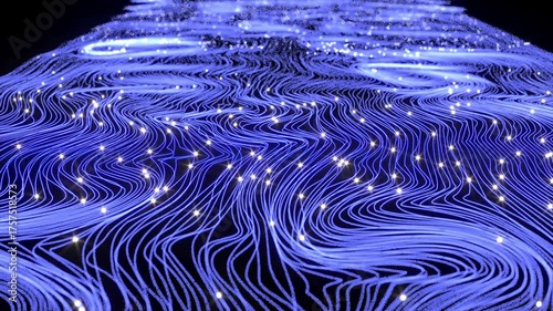 Blue neon curve lines led able to loop endless 4k
