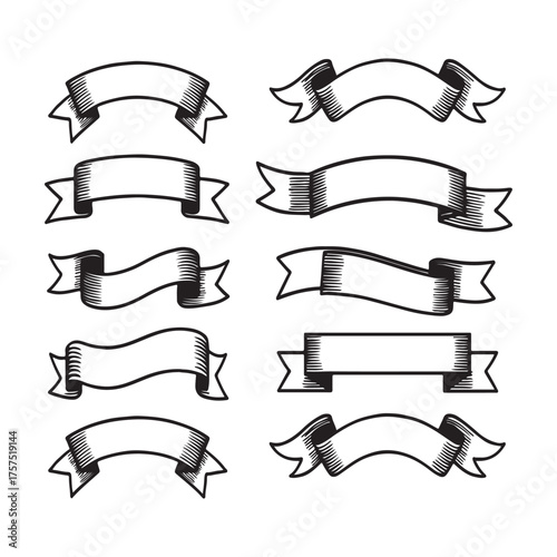 collection of classic and modern ribbon banners for graphic design and decorative purposes