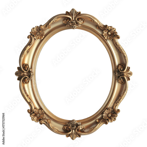 Ornate vintage gold picture frame with an oval design perfect for home decor and artistic displays