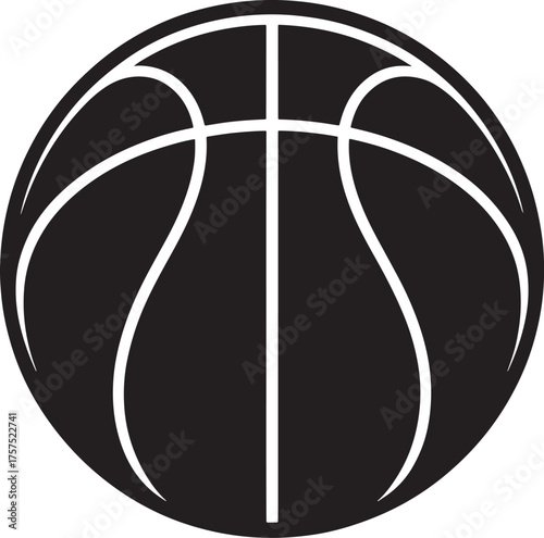 black basketball icon on a light gray background for sports graphics illustration line art royalty free premium quality