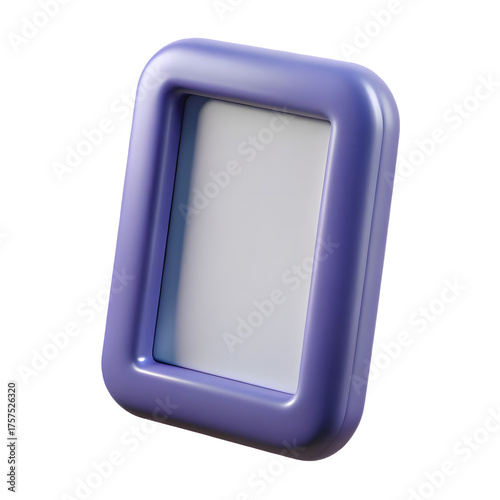 Empty small purple inflatable photo frame for displaying memories and personal photos