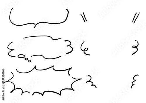 ペンの手描き吹き出しセット_黒