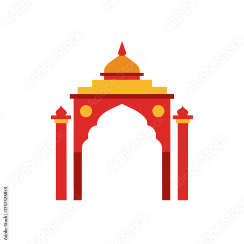 Traditional indian temple archway decorative pattern vector illustration vector