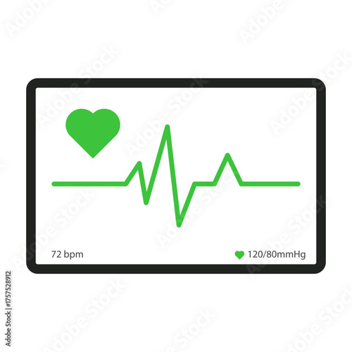 Modern electrocardiogram monitor displaying heart rate and ecg waveform