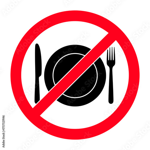 No food allowed sign graphic representation of a plate fork and knife vector