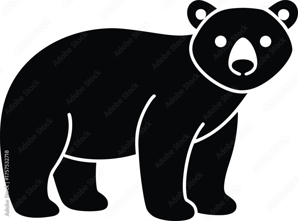 Obraz premium Bear Silhouette Design: Wildlife Animal Graphic Illustration Brown Grizzly Standing Vector Design Nature Outline Mammal Contour Clip Art