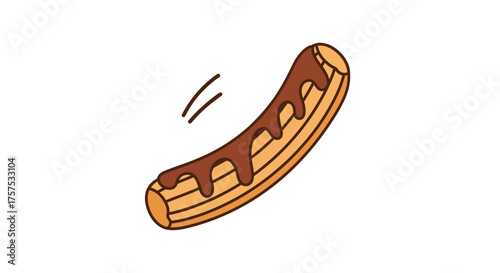 Delicious Churro Drizzled with Rich Chocolate Sauce.