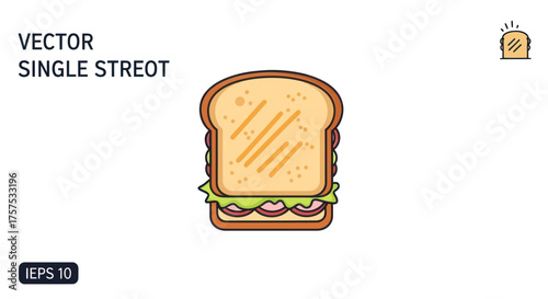 Cartoon Toasted Sandwich Vector Illustration with Fresh Fillings.