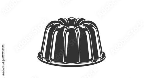 Monochrome Jelly Dessert with Fluted Design on a Plate.