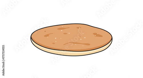 Simple Cartoon Illustration of a Round Flatbread.