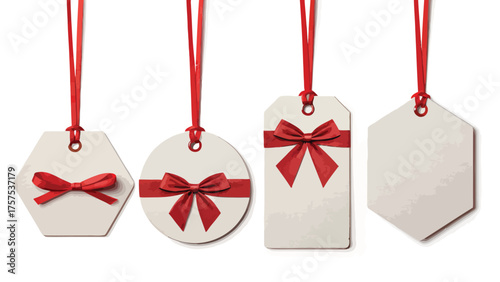 Gift Tags with Red Bows and Ribbons labels