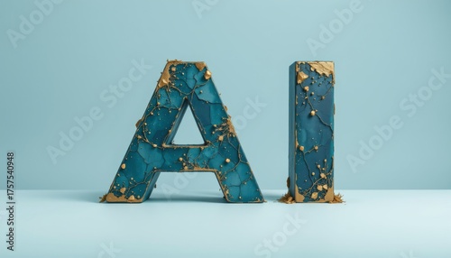 Stylized three dimensional letter ai digital art studio 3d design creative environment close-up innovation concept