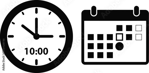 Clock and calendar, symbolizing time management, scheduling, appointments, deadlines, and reminders for productivity