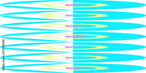 Futuristic blue and red spiral with vibrant stripes and flowing water pattern