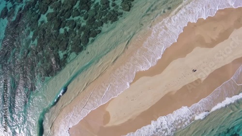 Aerial View of Tropical Beach with Turquoise Water and Sandbar