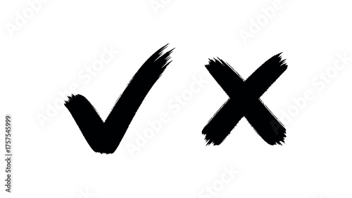 Black Check Mark and Cross Mark Icons