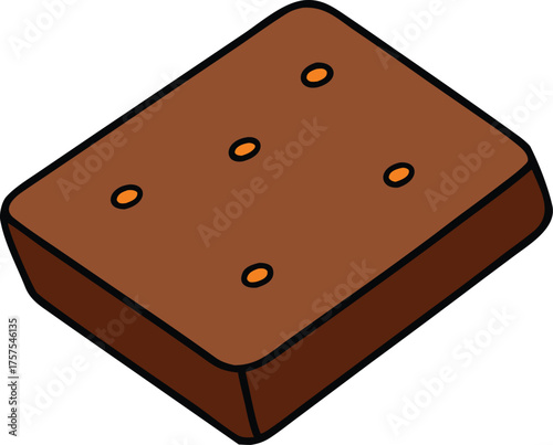 Chocolate brownie square vector illustration isolated on transparent background