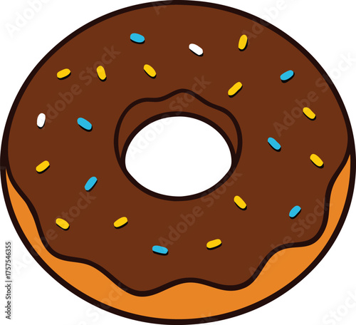Chocolate glazed donut vector illustration isolated on transparent background
