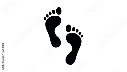 Black Footprints Icon on White Background