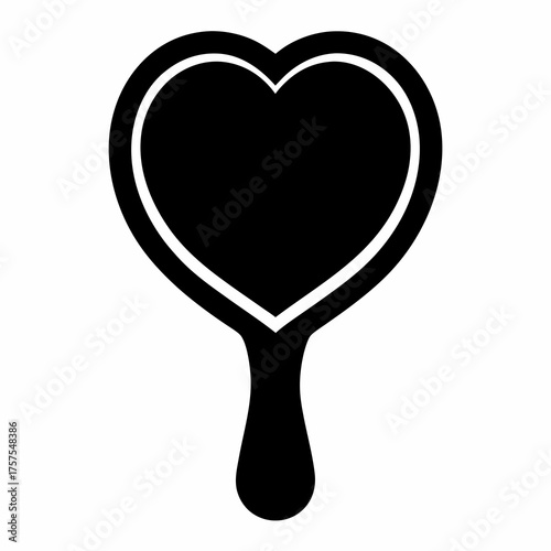 Black heart shape mirror with handle, a symbol of love and beauty