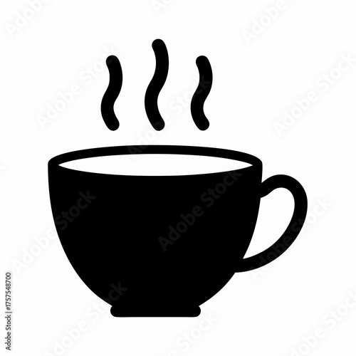 Stylized steaming cup of coffee or tea, a simple vector design