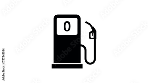 Black Silhouette of a Gas Pump with Zero Display fuel pump