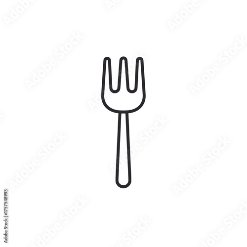 Simple line drawing of a fork isolated on a white background  