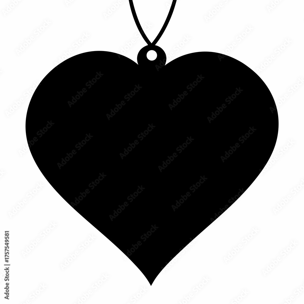 Fototapeta premium Elegant black heart pendant necklace showcasing minimalist design on a white backdrop