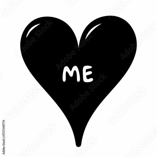 Bold Black Heart with ME Inside Reflecting Self Love and Individuality