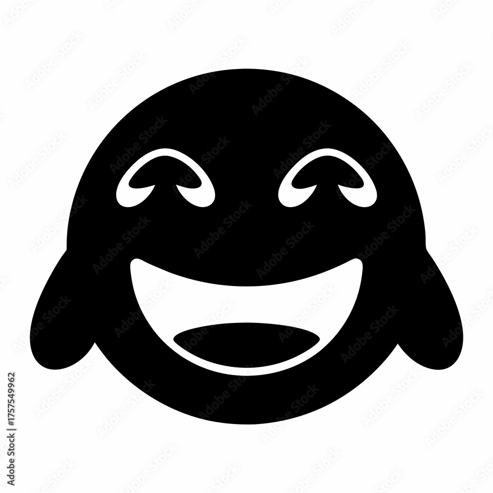 Obraz premium Black and White Smiling Face Vector Illustration with Exaggerated Facial Expression