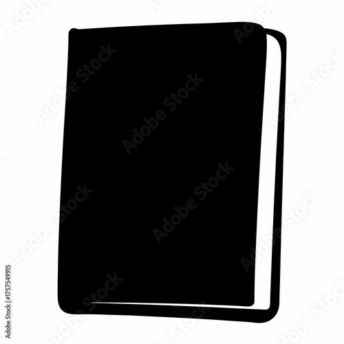 Silhouette of a solid black book with a white page accent