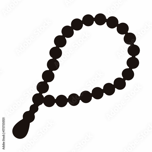 Silhouette illustration depicting a string of prayer beads, commonly known as tasbih