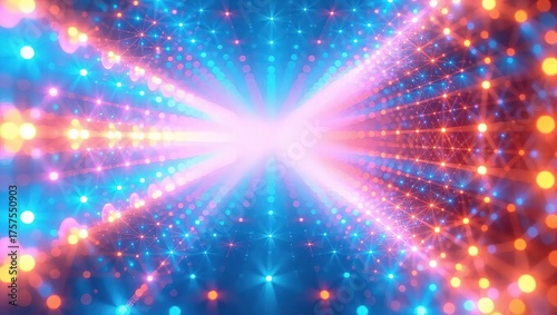 Futuristic Hyperspace Tunnel of Glowing Neon Lights.