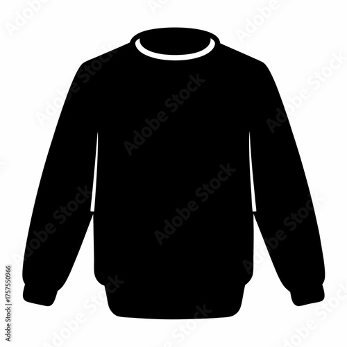Black pullover crew neck sweatshirt icon graphic vector illustration isolated image