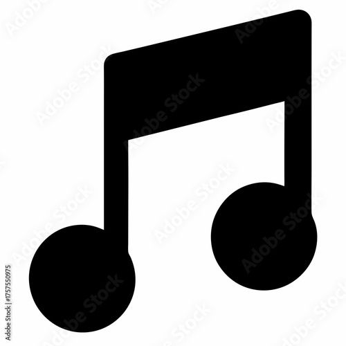 Black graphic illustration depicting a musical note representing a harmony.