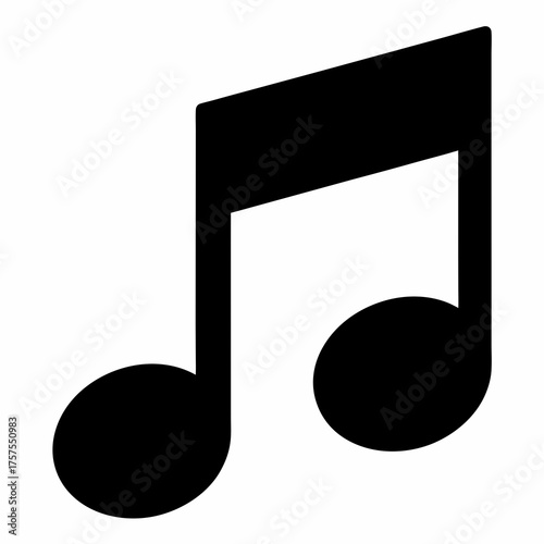 Stylized Illustration of an Eighth Musical Note in Solid Black Silhouette