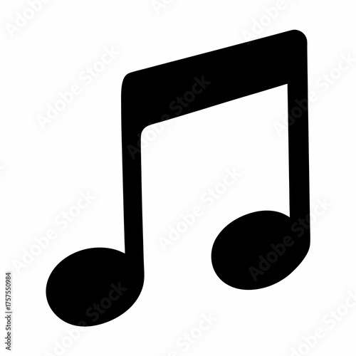 An eighth note in black on a white background, musical notation