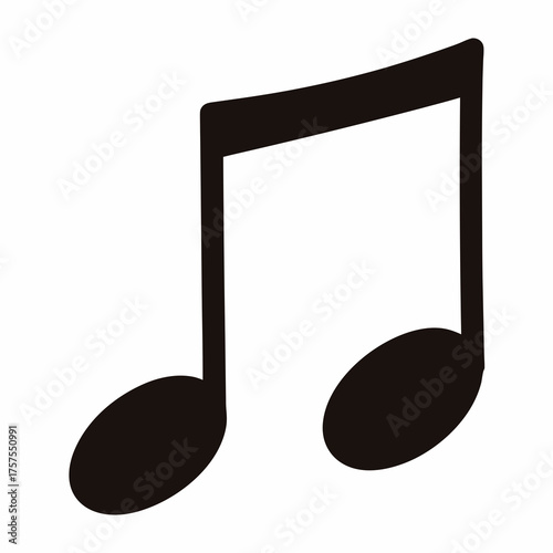 Eighth note musical symbol with a black color on a white background