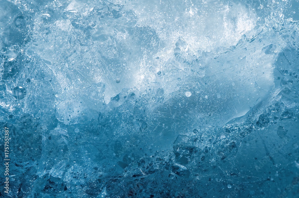 Obraz premium Crystalline ice macro reveals frozen beauty through delicate lines and ethereal blue translucence