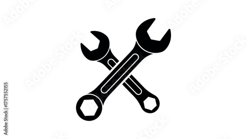 Crossed Wrenches Icon on White Background