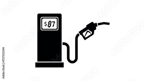 Gas Pump Icon with Price on White Background