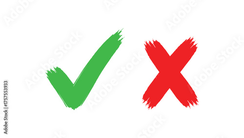 Green Check Mark and Red Cross Brush Strokes correct