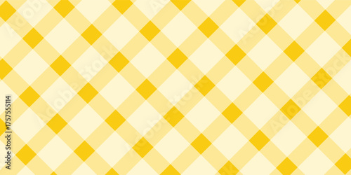 Yellow gingham or vichy pattern. Autumn or Thanksgiving day textile print for tabletop, picnic blanket, basket napkin, shirt or handkerchief. Cotton, linen or flannel design. Vector flat illustration.