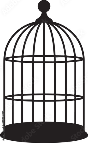 Bird cage vector icon, bird cage silhouette vector, empty bird cage silhouette vector illustration isolated on white background