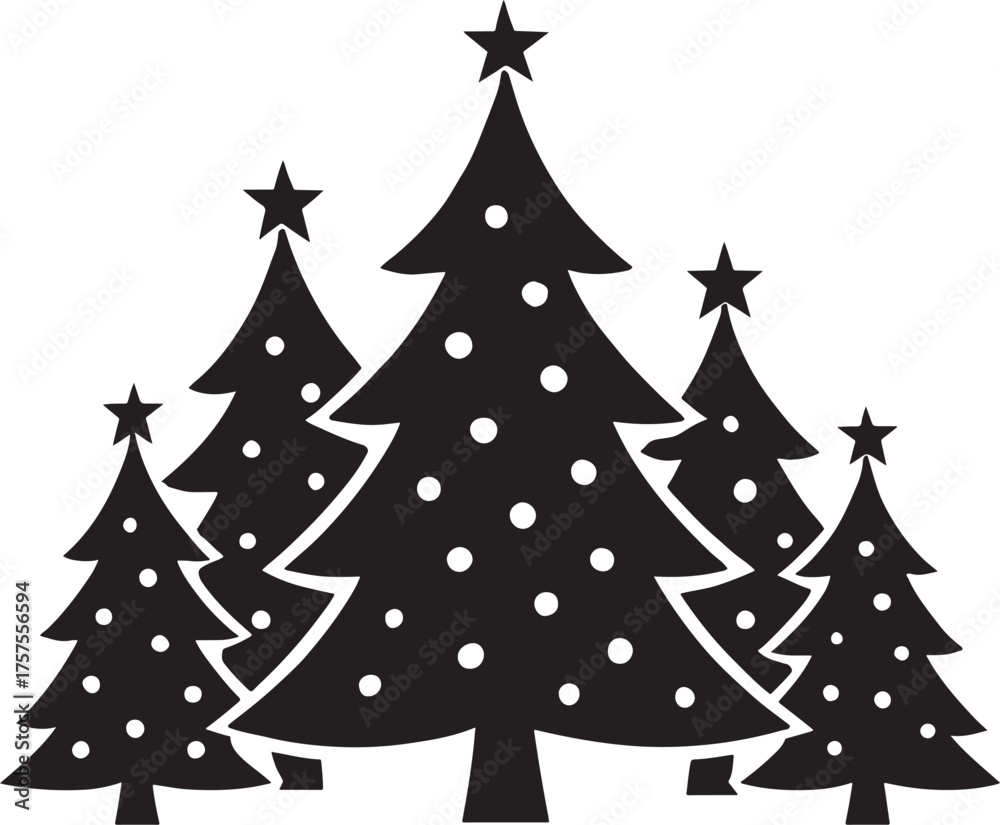 Obraz premium Elegant Christmas Tree Silhouette Vector – Festive Holiday Design for Prints and Graphics