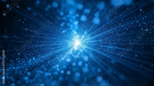 Futuristic abstract blue background design with a glowing starburst pattern