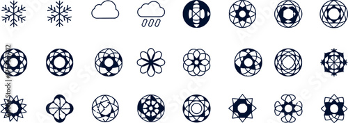 set of black tree and plant silhouettes vector illustration